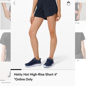 Lululemon hotty hot high-rise shorts size 4, 4-inch inseam, true navy. Like-new